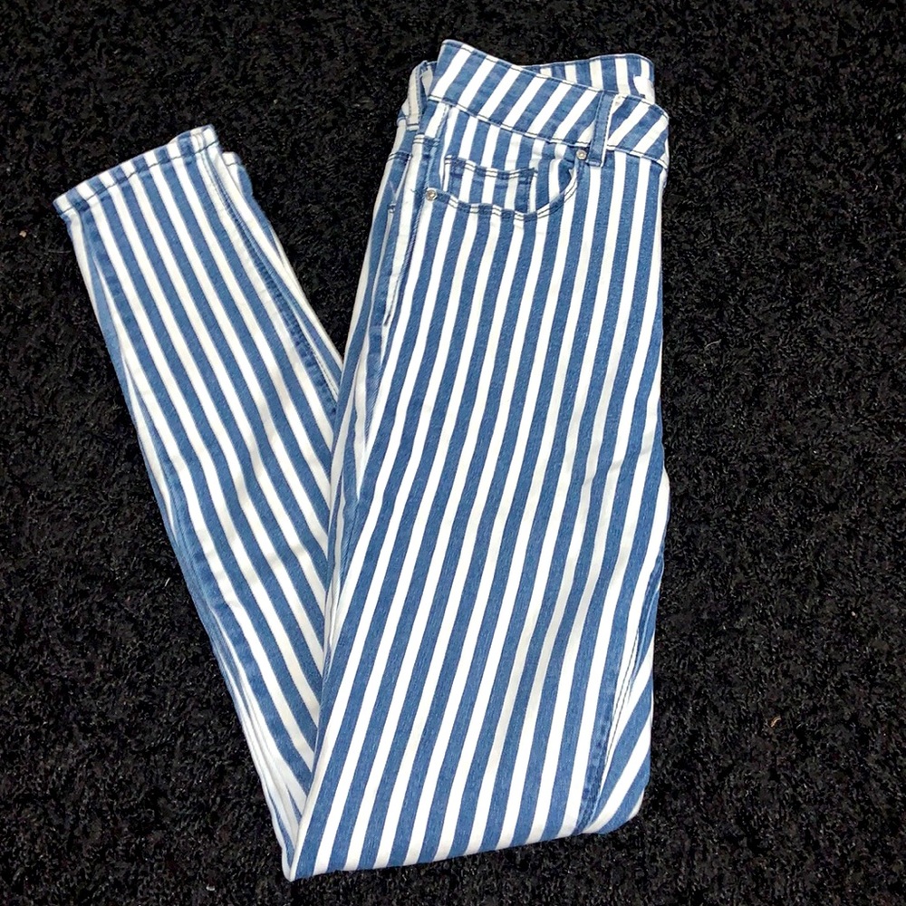 Skinny striped denim jeans